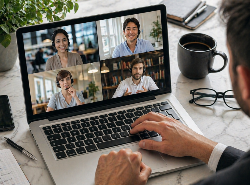 Virtual Teams collaborate on a zoom call.