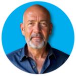 Headshot of Carlos Garrido with a blue background.