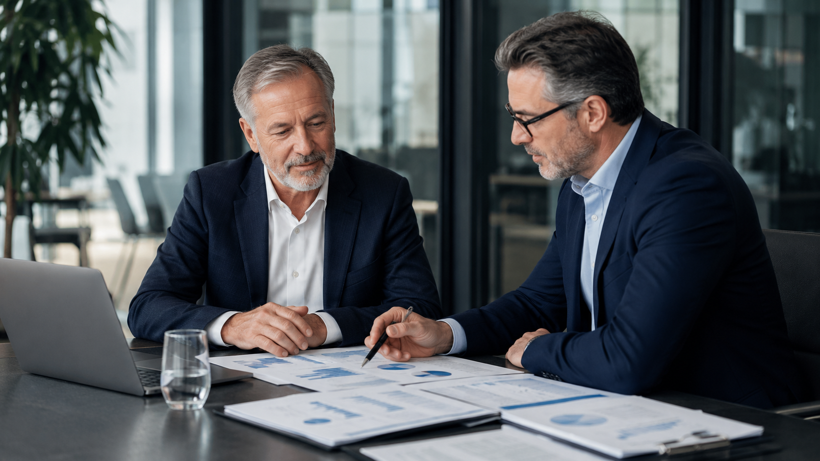 Executives considering a business sale go over performance numbers.